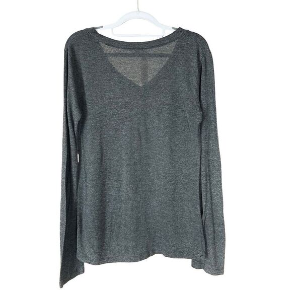 Zenana Outfitters Women's Everyday V-Neck Long Sleeve Lightweight Tee Gray Large - Picture 2 of 10